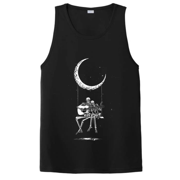 Skeleton Moon Band Tees Rock And Roll Concert Graphic Tees Performance Tank