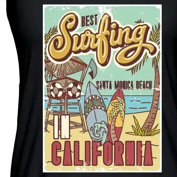 Santa Monica Beach California Ladies Essential Flowy Tank