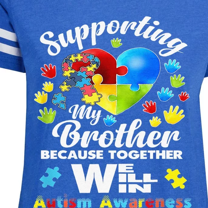 Supporting My Brother Puzzle Autism Awareness Month Enza Ladies Jersey Football T-Shirt