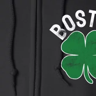 Shamrock Massachusetts Boston ST PATRICKS DAY Irish Green Full Zip Hoodie