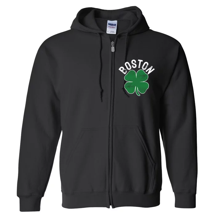 Shamrock Massachusetts Boston ST PATRICKS DAY Irish Green Full Zip Hoodie