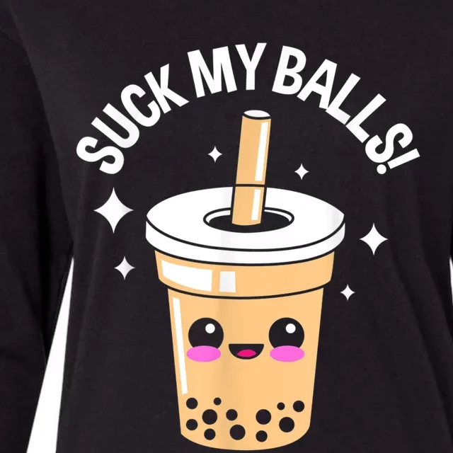 Suck My Balls Boba Womens Cotton Relaxed Long Sleeve T-Shirt