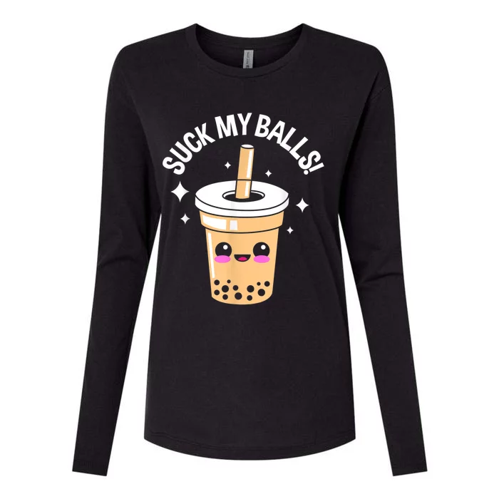 Suck My Balls Boba Womens Cotton Relaxed Long Sleeve T-Shirt