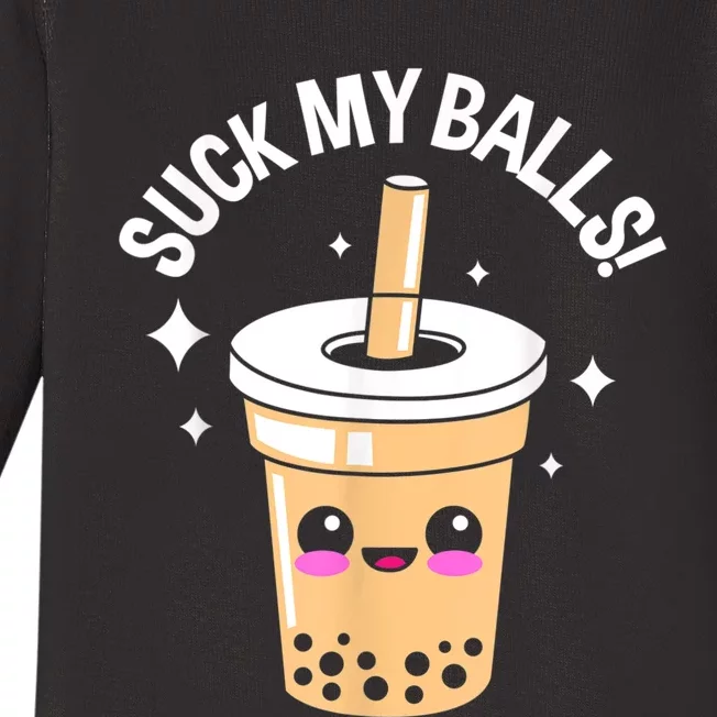 Suck My Balls Boba Baby Long Sleeve Bodysuit