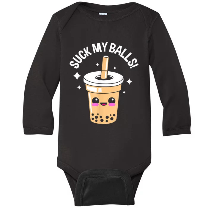 Suck My Balls Boba Baby Long Sleeve Bodysuit