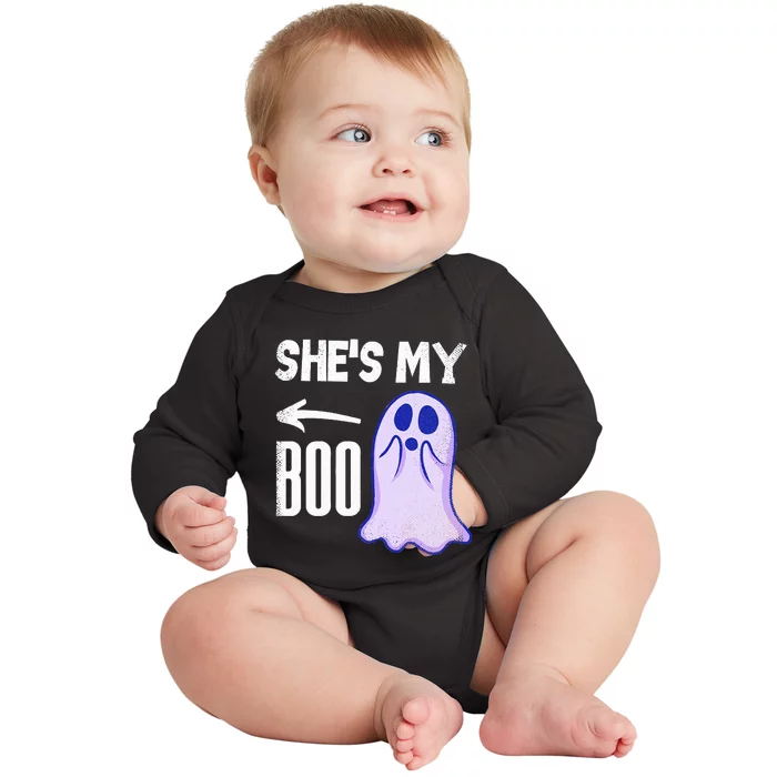 Shes My Boo Cute Ghost Matching Couple Halloween Costume Baby Long Sleeve Bodysuit