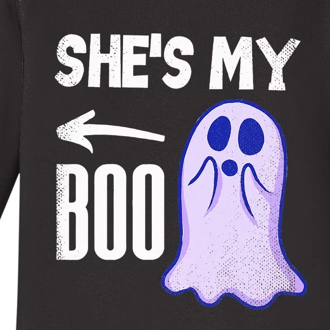 Shes My Boo Cute Ghost Matching Couple Halloween Costume Baby Long Sleeve Bodysuit