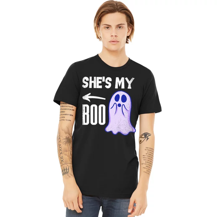 Shes My Boo Cute Ghost Matching Couple Halloween Costume Premium T-Shirt