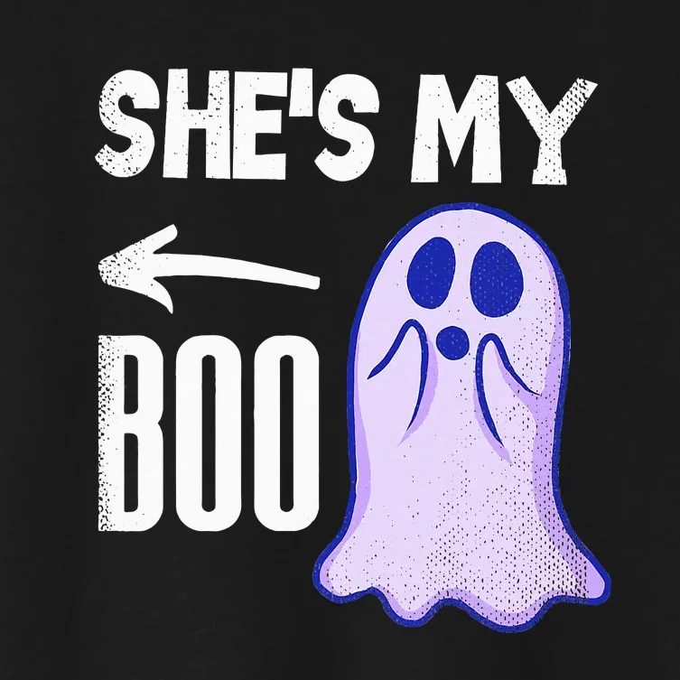 Shes My Boo Cute Ghost Matching Couple Halloween Costume Women's Crop Top Tee