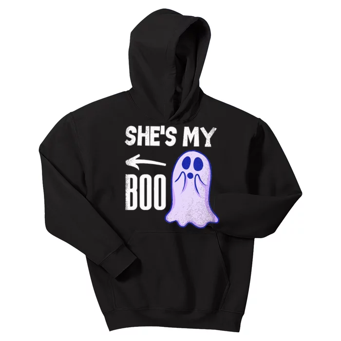 Shes My Boo Cute Ghost Matching Couple Halloween Costume Kids Hoodie