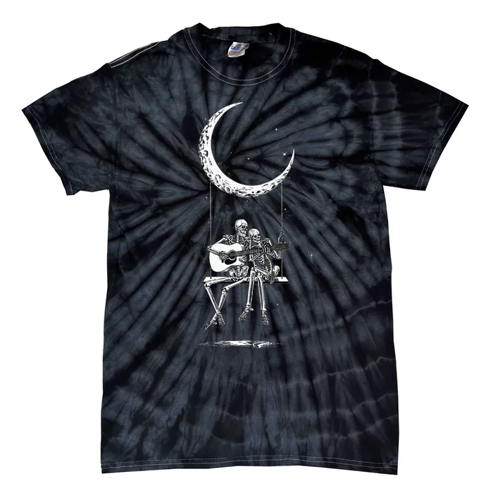 Skeleton Moon Band Tees Rock And Roll Concert Graphic Tees Tie-Dye T-Shirt