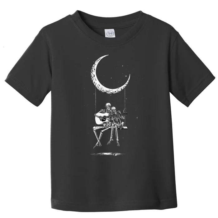 Skeleton Moon Band Tees Rock And Roll Concert Graphic Tees Toddler T-Shirt