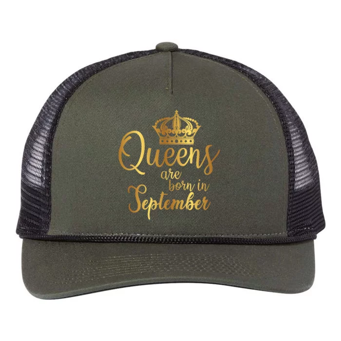 September Month Bday Graphic Queens Are Born In September Gift Retro Rope Trucker Hat Cap