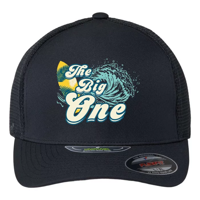 Surf Matching Birthday The Big One 1st Birthday Flexfit Unipanel Trucker Cap