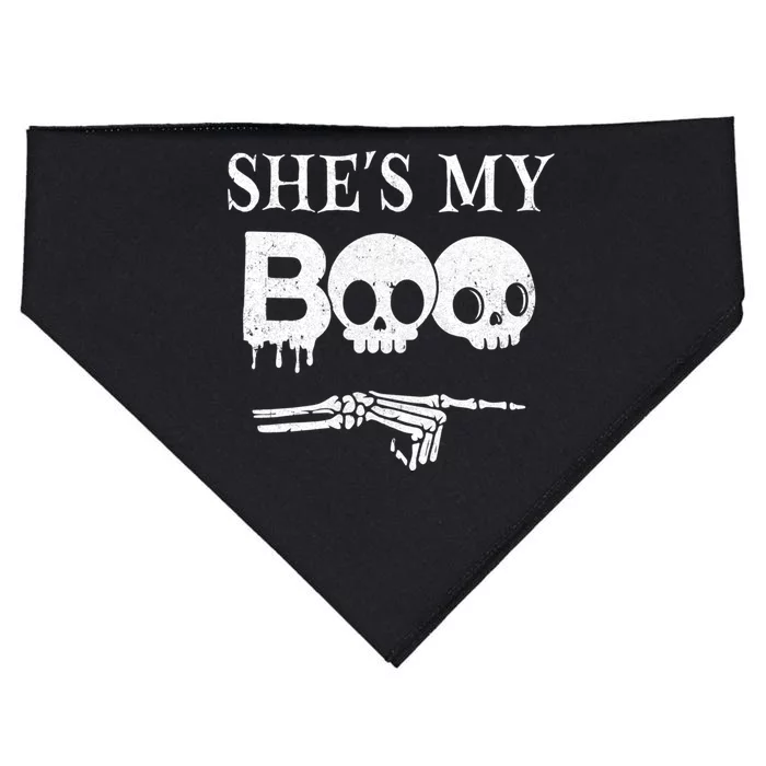 SheS My Boo Skull Face Matching Halloween Couples Funny Gift USA-Made Doggie Bandana