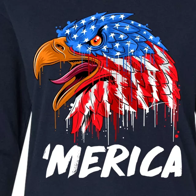 Sweet Merica Ball Eagle Womens Cotton Relaxed Long Sleeve T-Shirt