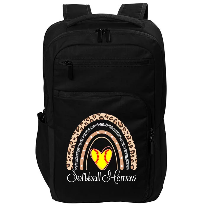 Softball Memaw Boho Rainbow Funny Softball Memaw Gift Impact Tech Backpack