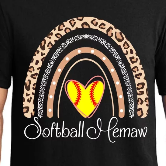 Softball Memaw Boho Rainbow Funny Softball Memaw Gift Pajama Set