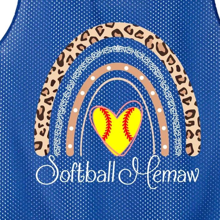 Softball Memaw Boho Rainbow Funny Softball Memaw Gift Mesh Reversible Basketball Jersey Tank