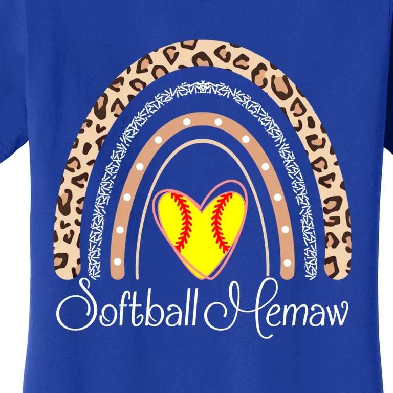 Softball Memaw Boho Rainbow Funny Softball Memaw Gift Women's T-Shirt