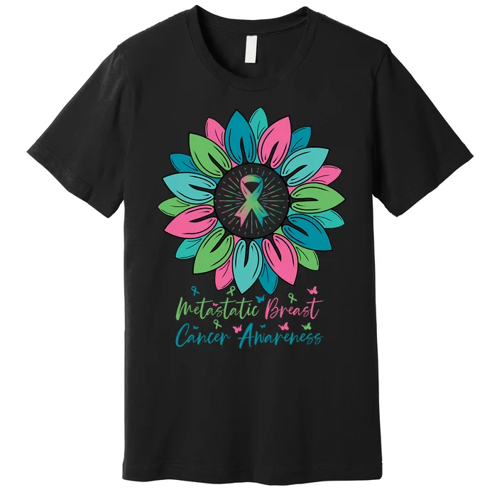 Sunflower Metastatic Breast Cancer Awareness Month Premium T-Shirt