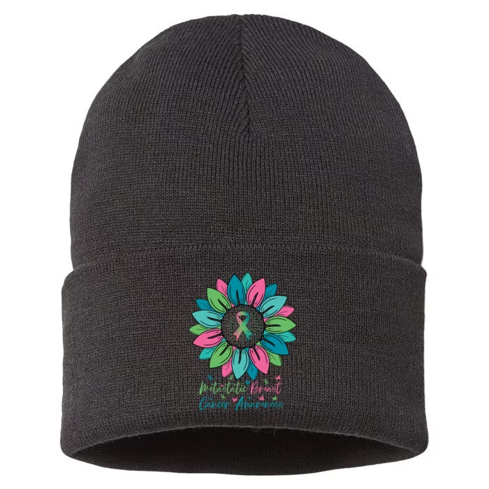 Sunflower Metastatic Breast Cancer Awareness Month Sustainable Knit Beanie