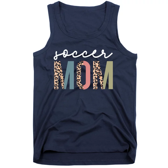 Soccer Mom Cute Mom Life Soccer Game Day Cheer Mom Leopard Tank Top