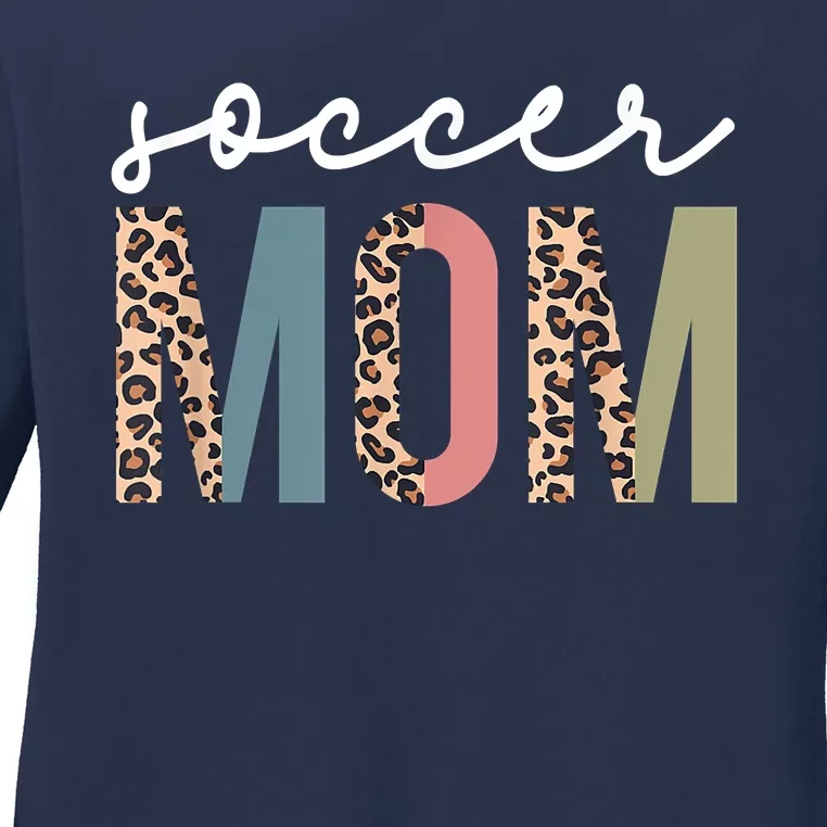 Soccer Mom Cute Mom Life Soccer Game Day Cheer Mom Leopard Ladies Long Sleeve Shirt