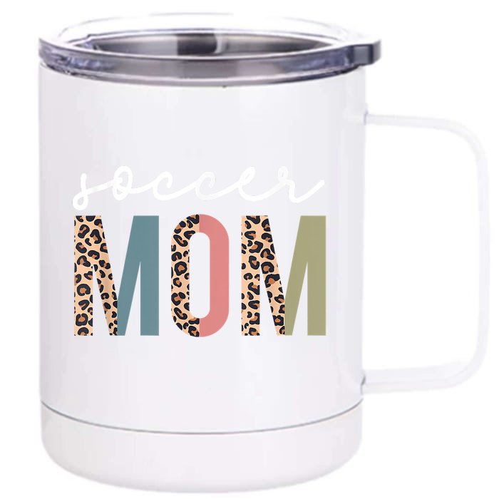 Soccer Mom Cute Mom Life Soccer Game Day Cheer Mom Leopard Front & Back 12oz Stainless Steel Tumbler Cup