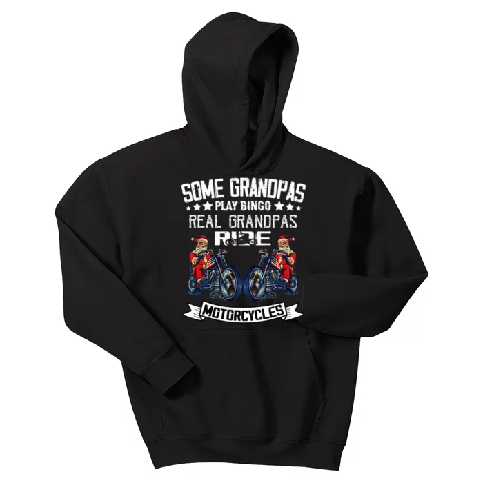 Santa Motorcycle Christmas For Grandpa Dad Motorcycle Riders Kids Hoodie