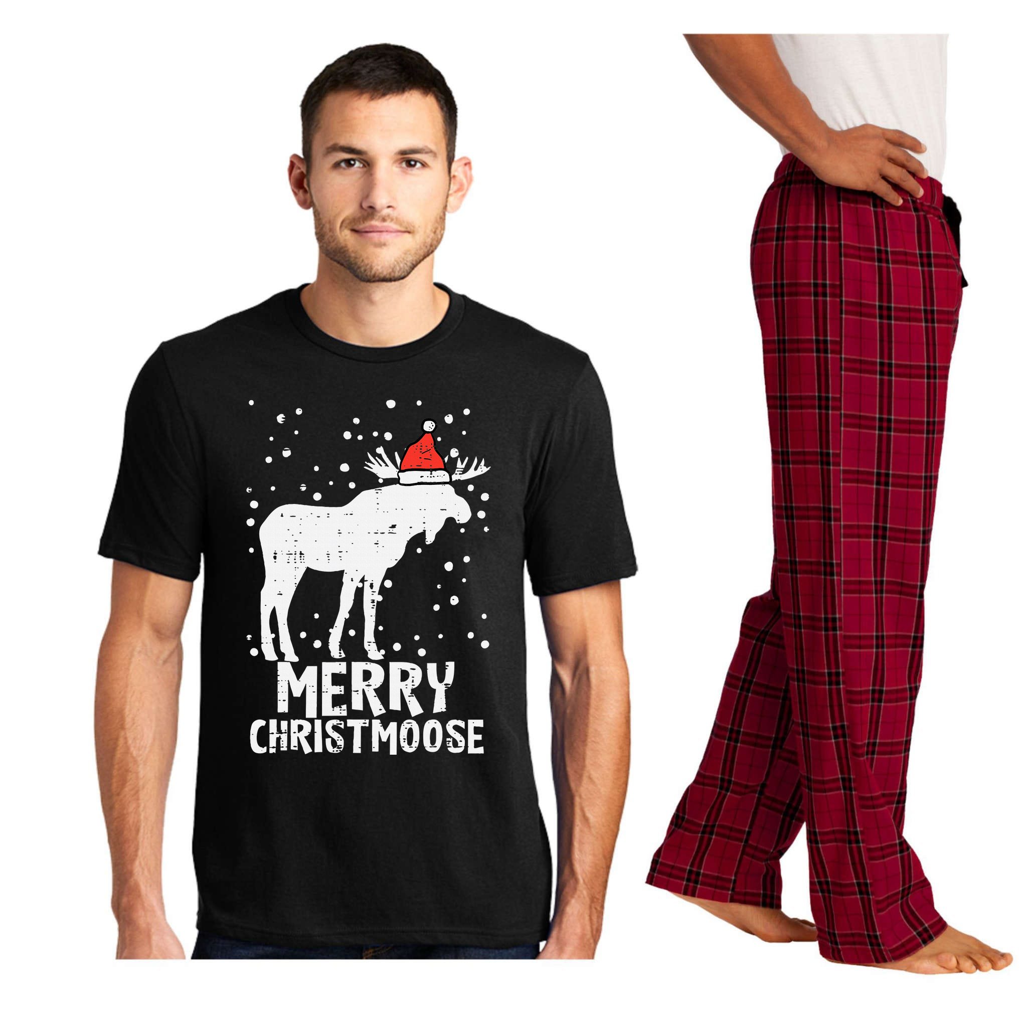 Santa Merry Christmoose Funny Christmas Moose Pajama Pajama Set