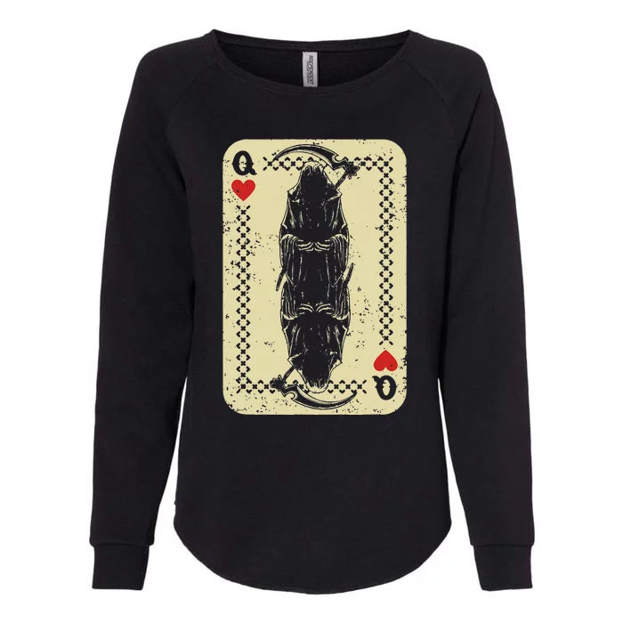 Santa Muerte Calavera Mexico Skeleton Poker Card Death Queen Womens California Wash Sweatshirt