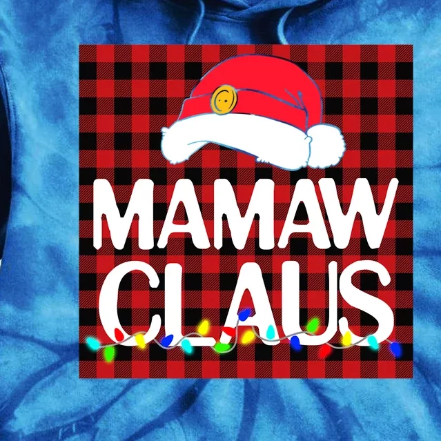 Santa Mamaw Claus Family Christmas Pajama Buffalo Plaid Gift Tie Dye Hoodie