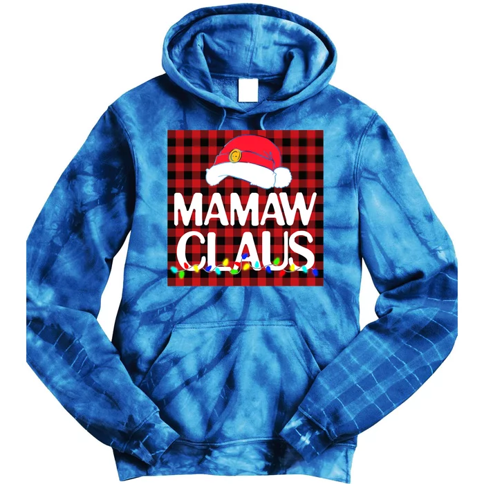 Santa Mamaw Claus Family Christmas Pajama Buffalo Plaid Gift Tie Dye Hoodie