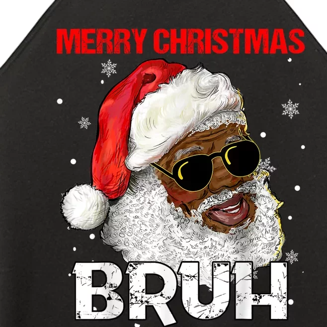 Santa Merry Christmas Bruh Afro African American Xmas Retro Women’s Perfect Tri Rocker Tank