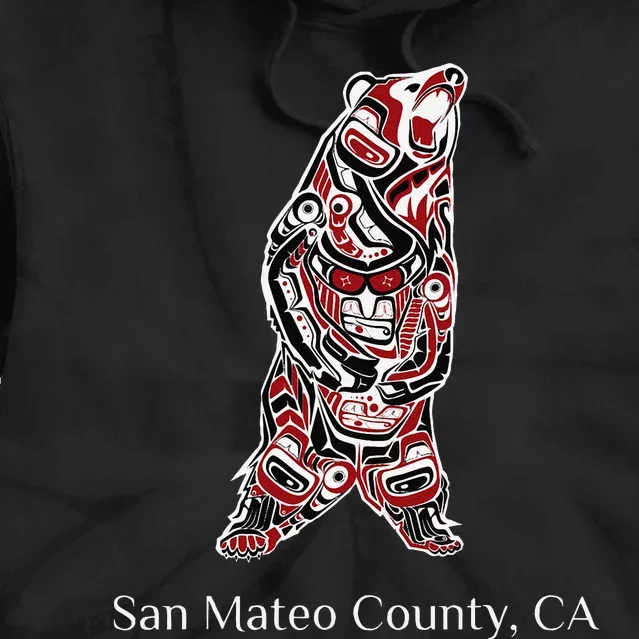 San Mateo County Ca Native American Brown Grizzly Bear Tie Dye Hoodie