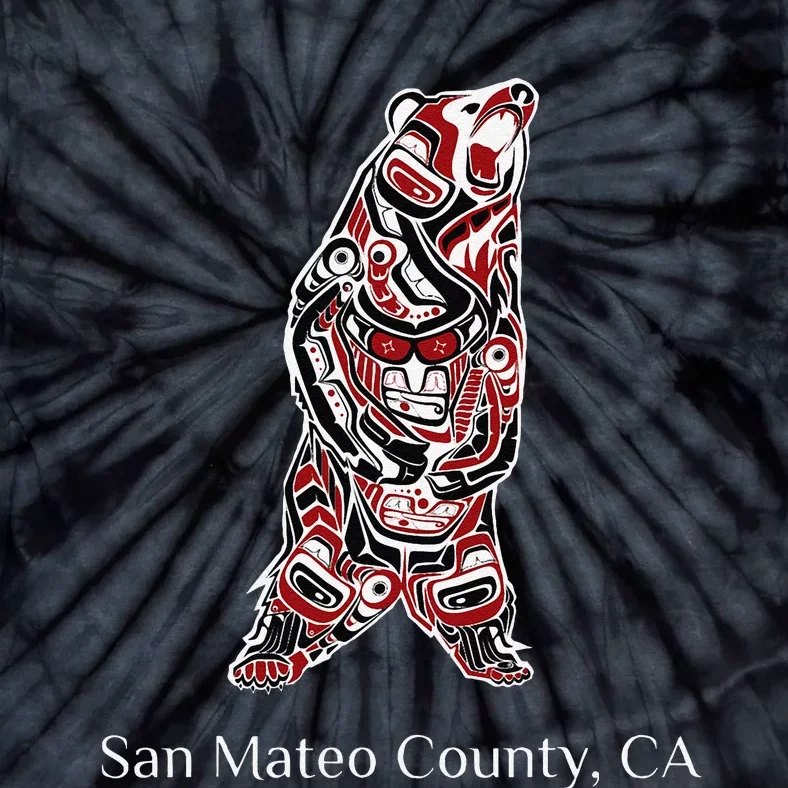 San Mateo County Ca Native American Brown Grizzly Bear Tie-Dye T-Shirt