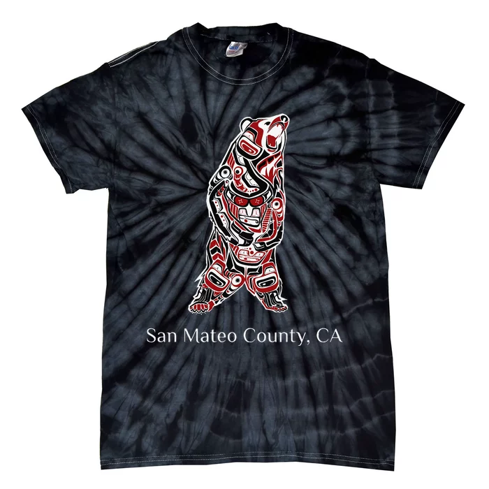 San Mateo County Ca Native American Brown Grizzly Bear Tie-Dye T-Shirt