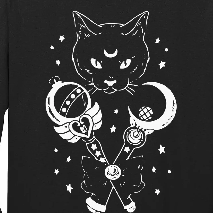 Sailor Meow Cute Moon Cat Space Magic Gothic Halloween Tall Long Sleeve T-Shirt