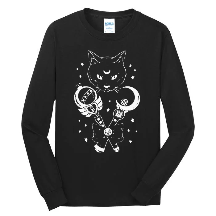 Sailor Meow Cute Moon Cat Space Magic Gothic Halloween Tall Long Sleeve T-Shirt