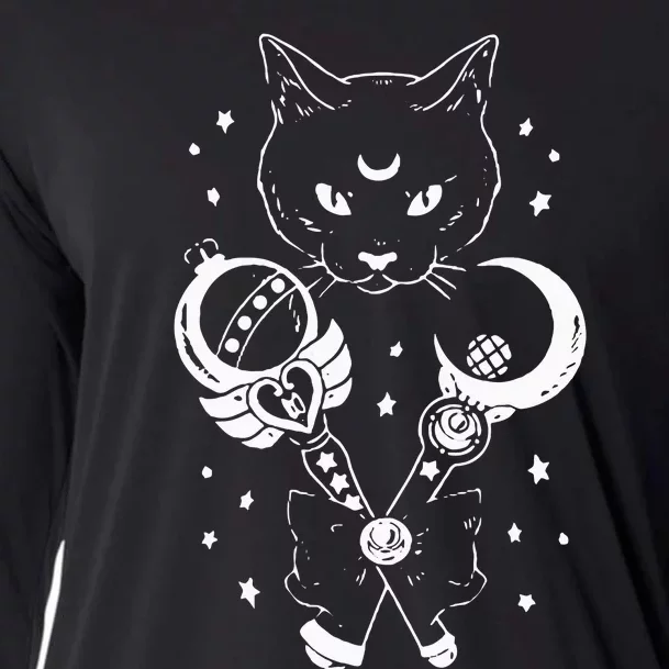 Sailor Meow Cute Moon Cat Space Magic Gothic Halloween Cooling Performance Long Sleeve Crew