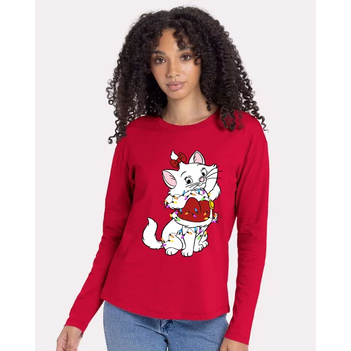 Santa Marie Cat Christmas Lights Marie Christmas Womens Cotton Relaxed Long Sleeve T-Shirt