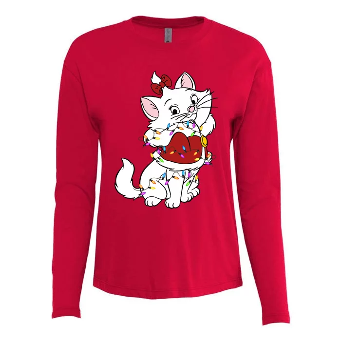 Santa Marie Cat Christmas Lights Marie Christmas Womens Cotton Relaxed Long Sleeve T-Shirt