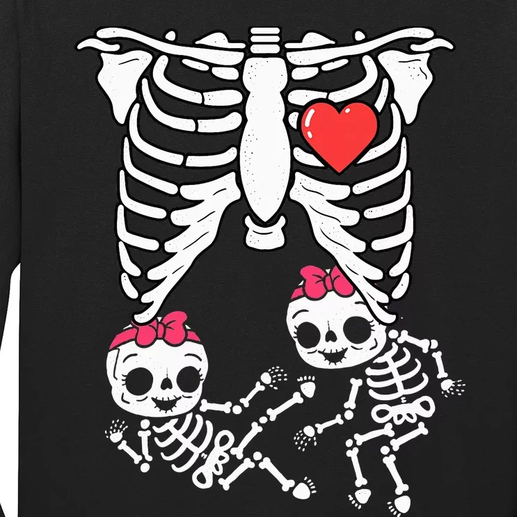 Spooky Maternity Costume Twins XRay Halloween Outfit Long Sleeve Shirt