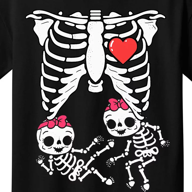 Spooky Maternity Costume Twins XRay Halloween Outfit Kids T-Shirt