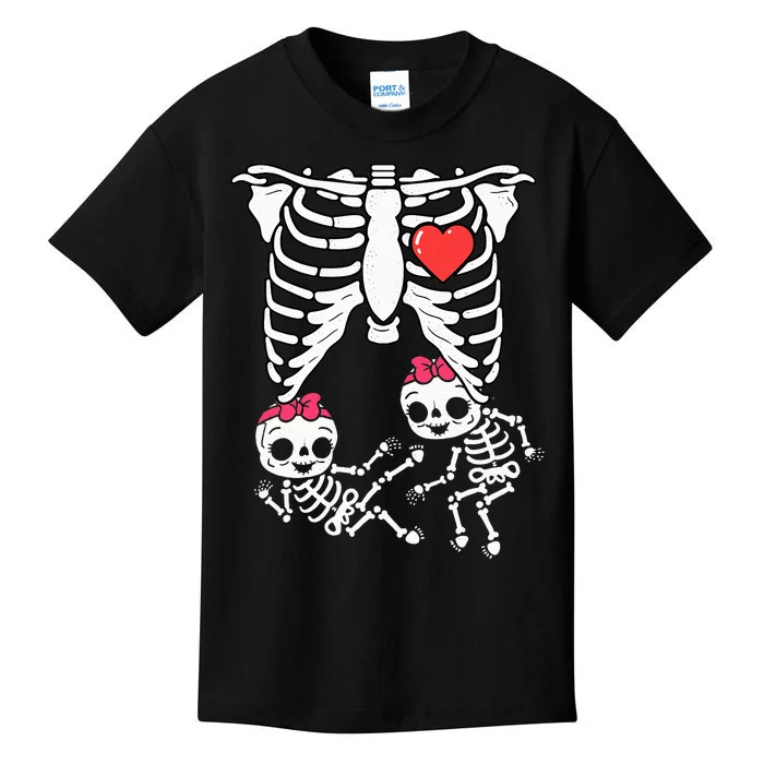 Spooky Maternity Costume Twins XRay Halloween Outfit Kids T-Shirt