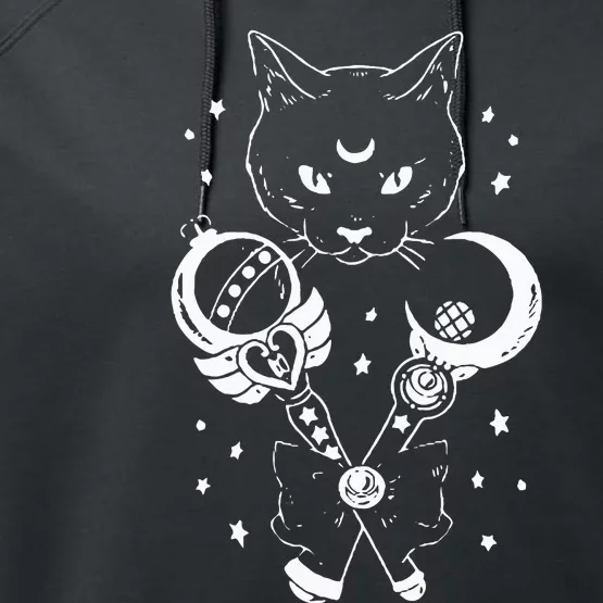 Sailor Meow Cute Moon Cat Space Magic Gothic Halloween Performance Fleece Hoodie