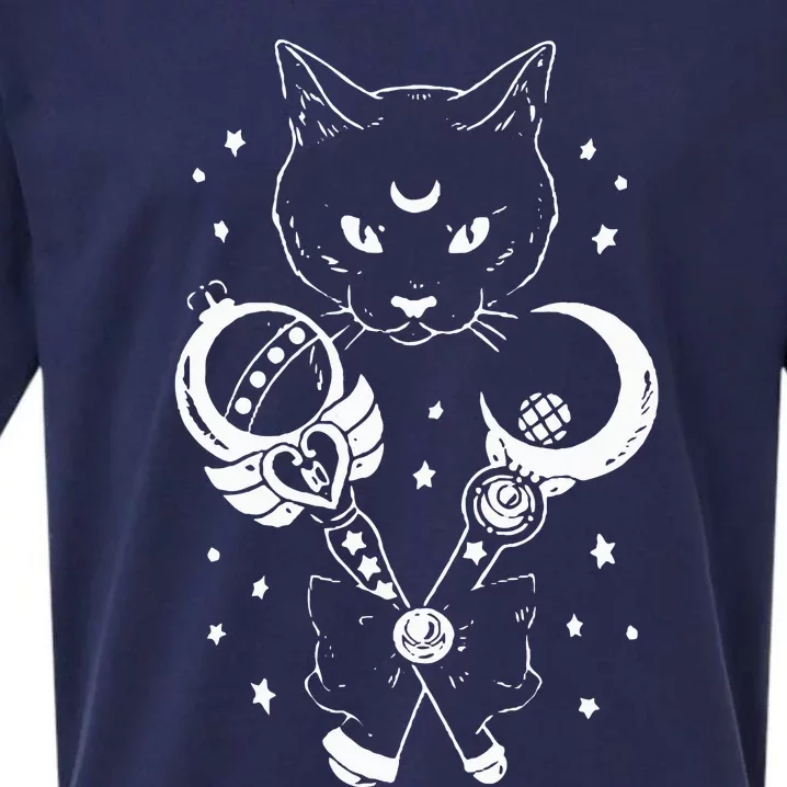 Sailor Meow Cute Moon Cat Space Magic Gothic Halloween Sueded Cloud Jersey T-Shirt