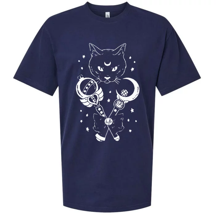 Sailor Meow Cute Moon Cat Space Magic Gothic Halloween Sueded Cloud Jersey T-Shirt