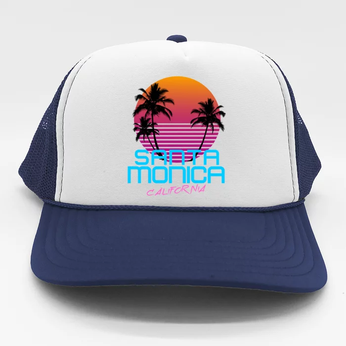 Santa Monica California Retro 80S Cute Gift Trucker Hat